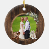 Western First Christmas as Mr & Mrs Cowboy Cowgirl セラミックオーナメント (裏面)