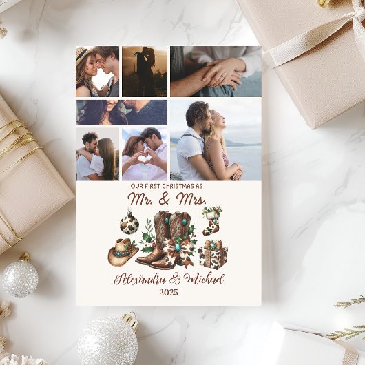 Western First Christmas As Mrs and Mr 7 Photo  シーズンカード