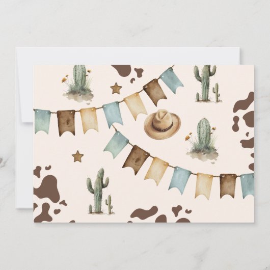 Western First Rodeo Boy 1st birthday photo 招待状 (裏面)