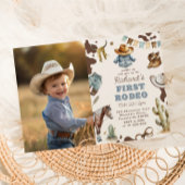 Western First Rodeo Boy 1st birthday photo 招待状
