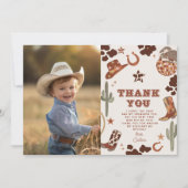 Western First Rodeo boy birthday photo 感謝してい you 招待状 (正面)