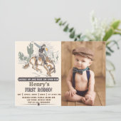 Western First Rodeo Cowboy 1st Birthday写真 招待状 (スタンド正面)