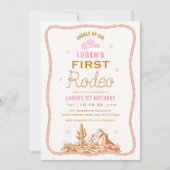 Western First Rodeo Cowgirl 1st Birthday 招待状 (正面)