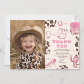 Western First Rodeo girl birthday photo 感謝してい you 招待状 (正面)