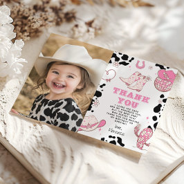 Western First Rodeo girl birthday photo 感謝してい you 招待状