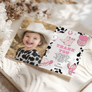 Western First Rodeo girl birthday photo 感謝してい you 招待状