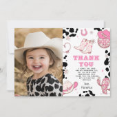 Western First Rodeo girl birthday photo 感謝してい you 招待状 (正面)