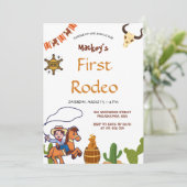 Western First Rodeo Wild West Cowboy Blue Birthday 招待状 (スタンド正面)