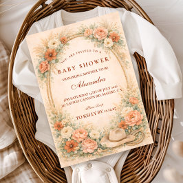 Western Floral Cowgirl Baby Shower 招待状