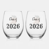 Western Graduation Party Cowboy ステムなしワイングラス (裏面)