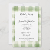 Western Green Cream Plaid Stripes Bridal Shower 招待状 (正面)