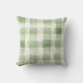 Western Green Cream Plaid Stripes Country   クッション (正面)