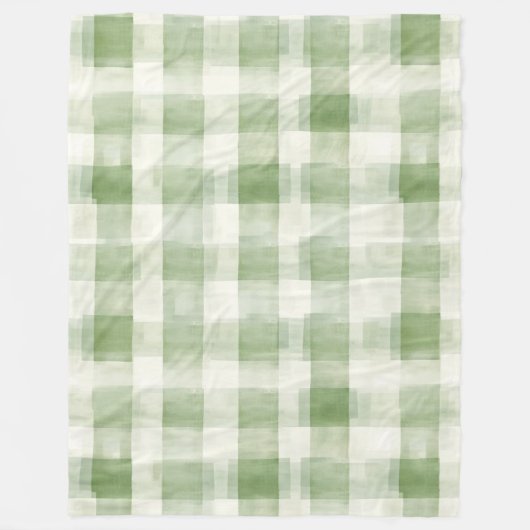 Western Green Cream Plaid Stripes Country   フリースブランケット (正面)