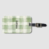 Western Green Cream Plaid Stripes Country   ラゲッジタグ (正面横)