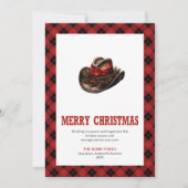 Western greeting card red black tartan border シーズンカード (正面)