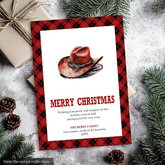 Western greeting card rustic buffalo tartan シーズンカード