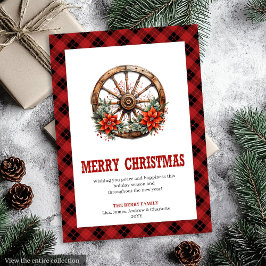 Western greeting card with wagon wheel plaid シーズンカード