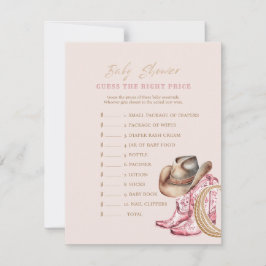  Western Guess the Price Baby Shower Game card 招待状