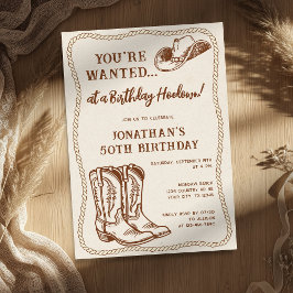 Western Hand Drawn Cowboy Boots Birthday Party 招待状