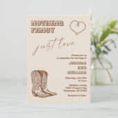 Western Hand Drawn Nothing Fancy Just Love Wedding 招待状 (スタンド正面)