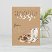 Western Hello Thirty Cowgirl 30th Birthday Party 招待状 (スタンド正面)