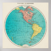 Western Hemisphere World Atlas Map ポスター (正面)