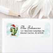 Western Holiday Cactus Christmas Return Address ラベル (インサイチュ)