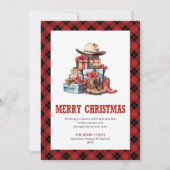 Western holiday card buffalo plaid typography シーズンカード (正面)