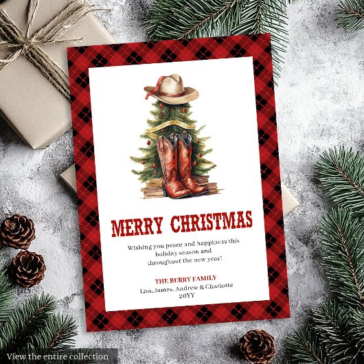 Western holiday card buffalo plaid wild west シーズンカード