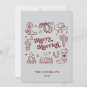 Western Holiday Merry Married Wedding  サンキューカード (正面)