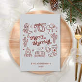 Western Holiday Merry Married Wedding  サンキューカード