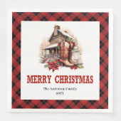 Western holiday napkins buffalo plaid Christmas  (正面)