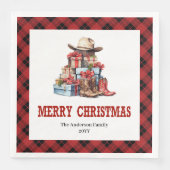 Western holiday napkins with buffalo plaid accent (正面)