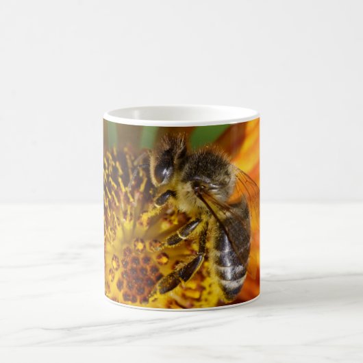 Western Honey Beeマクロフォト コーヒーマグカップ (中央)