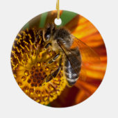Western Honey Beeマクロフォト セラミックオーナメント (裏面)
