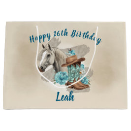 Western Horse Birthday Gift Bag –  ラージペーパーバッグ