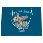 Western Horse Birthday Gift Bag – Navy  ラージペーパーバッグ (正面)