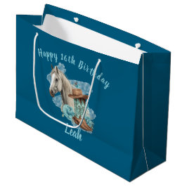 Western Horse Birthday Gift Bag – Navy  ラージペーパーバッグ