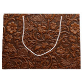 Western Horse Birthday Gift Bag – Tooled Leather ラージペーパーバッグ (正面)