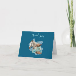 Western Horse Birthday Thank You Card – Navy サンキューカード