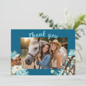 Western Horse Birthday Thank You Card – Navy サンキューカード (スタンド正面)