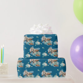 Western Horse Birthday Wrapping Paper – Navy ラッピングペーパー
