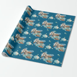 Western Horse Birthday Wrapping Paper – Navy ラッピングペーパー