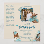 Western Horse Floral Birthday Invitation – Cream 招待状 (正面/裏面)