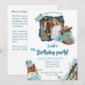 Western Horse Floral Birthday Invitation – White 招待状 (正面/裏面)