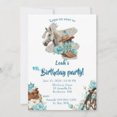 Western Horse Floral Birthday Invitation – White 招待状 (正面)