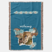 Western Horse Floral Blanket スローブランケット (正面縦)