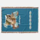 Western Horse Floral Blanket スローブランケット (正面)