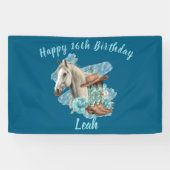 Western Horse Floral Equestrian- Navy 横断幕 (横)