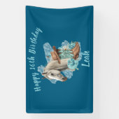 Western Horse Floral Equestrian- Navy 横断幕 (縦)